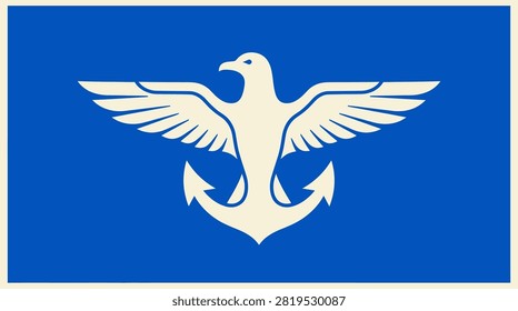 Clean vector illustration of a bird integrated with a ship anchor.