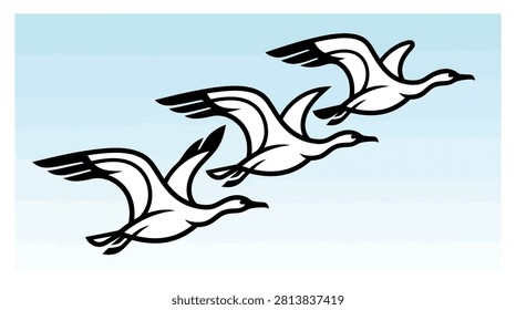 Clean vector illustration of birds in flight. Perfect for nature-themed graphic projects and minimalist layouts.