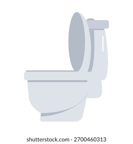 Ilustração vetorial limpa de um vaso sanitário de cerâmica com uma tampa aberta, perfeito para design de banheiro, saneamento e visuais de conceito de encanamento.