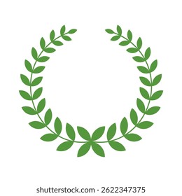 Una Ilustración vectorial limpia de una clásica corona de laurel verde