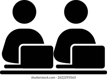Clean vector illustration of co working space symbol silhouette in black.