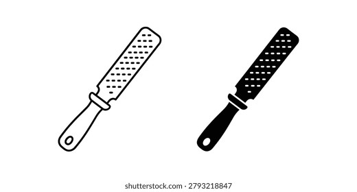 A clean vector illustration comparing a line art rasp and solid silhouette rasp. Ideal for DIY and crafting concepts.