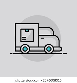 Clean vector illustration of a delivery truck carrying a package, ideal for representing shipping, transportation, and reliable logistics in the modern business world.