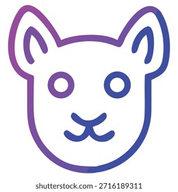 Una Ilustración vectorial limpia de la silueta de la cara de un perro con Formas simples y contornos suaves aislados sobre un fondo blanco ideal para logos y Diseño gráfico moderno...