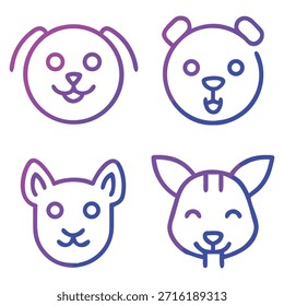 Eine saubere Vektorgrafik einer Hundegesicht-Silhouette mit einfachen Formen und glatten Umrissen, einzeln auf weißem Hintergrund, ideal für Logos, Symbole und modernes Grafikdesign...