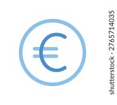 A clean, vector illustration of the euro symbol. The icon is set against a black background, with a simple design.