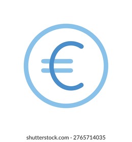 A clean, vector illustration of the euro symbol. The icon is set against a black background, with a simple design.