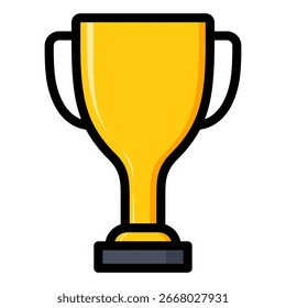 Uma ilustração vetorial limpa de um copo de troféu dourado com uma base escura. Representa vitória, sucesso e prêmios. Fácil de usar com um fundo transparente para vários projetos