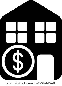 Clean vector illustration of Home loan symbol silhouette in black.