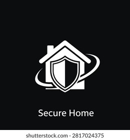Clean vector illustration of a home security shield symbol with a house inside