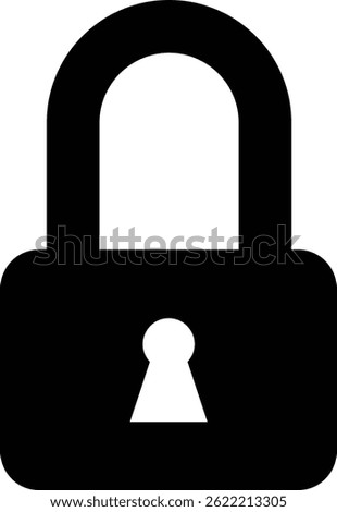 Clean vector illustration of lock symbol silhouette in black.