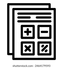 Clean vector illustration of mathematical operations icons in a monochrome design
