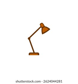 A clean vector illustration of a minimalist desk lamp in modern flat style. Suitable for use in home office icons, workspace design, infographics, education themes, and productivity.