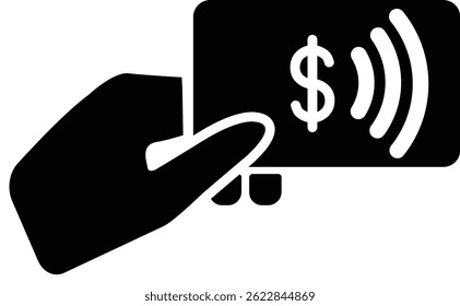 Clean vector illustration of online banking wallet symbol silhouette in black.