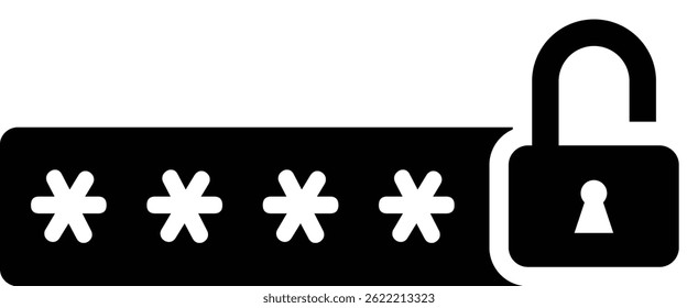 Clean vector illustration of password symbol silhouette in black.