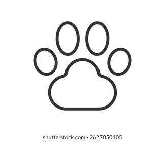Clean vector illustration of a paw print icon. Symbolizes animals, nature, pets, and veterinary services. Ideal for logos, web design, and petrelated projects.