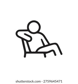 Clean vector illustration of a person lounging in a relaxed posture. This modern pictogram represents chilling, downtime, and ease on a white background.