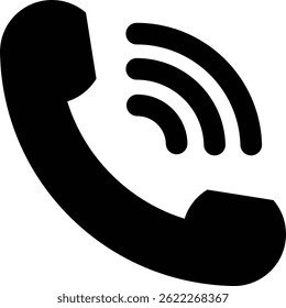 Ilustração vetorial limpa da silhueta do símbolo do telefone em preto.