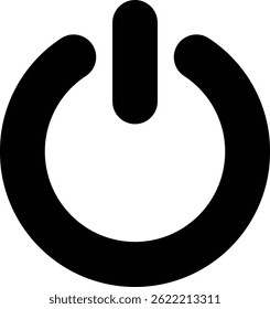 Clean vector illustration of power symbol silhouette in black.