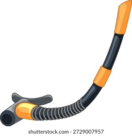 A clean vector illustration of a professional diving snorkel with orange accents and flexible tube