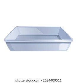 Ilustração vetorial limpa de uma bacia plástica azul retangular isolada sobre um fundo branco