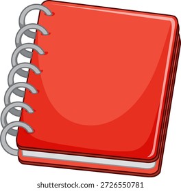 Eine saubere Vektorgrafik eines roten, spiralgebundenen Notebooks mit silberner Drahtbindung
