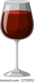 Una Ilustración vectorial limpia de una copa de vino tinto con reflejos y reflejos realistas