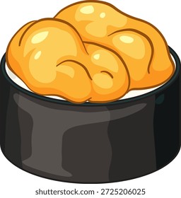 Una Ilustración vectorial limpia de sushi de erizo de mar sobre fondo blanco con contornos audaces