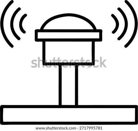 Clean vector illustration of a simple wireless signal transmitter icon. Perfect for web design, app interfaces, and presentations related to technology and communication. The minimalist line art style ensures versatile use.