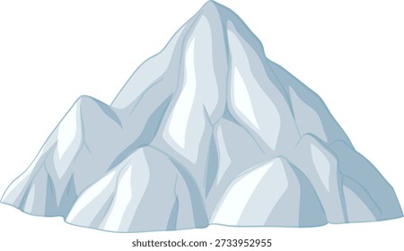 Uma ilustração vetorial limpa de um pico de montanha coberto de neve com sombreamento azul suave
