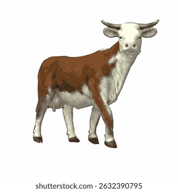 Clean vector illustration of a standing cow, showcasing a farm animal in a minimal style.