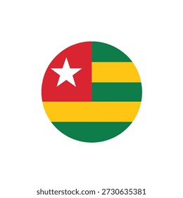 Reinigen Sie die Vektorgrafik der Togo-Flagge im Symbolstil mit fetten Farben und einfachen Formen. Ideal für Reisen, Geografie, nationale Identität und internationale Designprojekte.