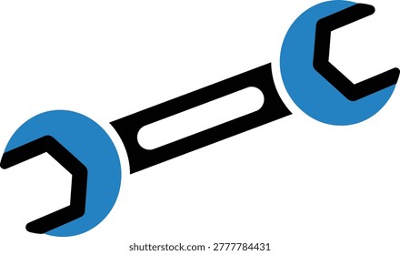 A clean vector illustration of two adjustable wrenches connected by a bar, rendered in blue and black tones. This design emphasizes precision and mechanical concepts, ideal for technical or industrial project presentations and digital media.
