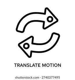 Clean vector illustration of two curved arrows forming a circular motion for translation and language concepts in modern design.