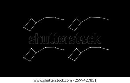 clean vector illustration of the Ursa Minor (Little Dipper) constellation in a minimalist line art style. Perfect for astronomy, celestial maps, and education.