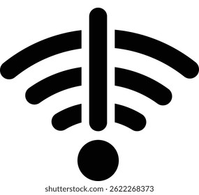 Clean vector illustration of Wifi off symbol silhouette in black.