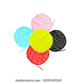 Ilustração vetor limpa de uma bola de fio de lã com agulhas de tricô. Ideal para artesanato, tricô, costura, produtos artesanais, conteúdo DIY e temas de design têxtil.