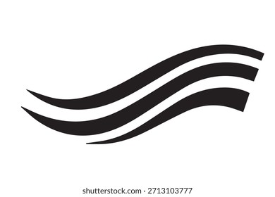 Diseño de logotipo de Vector limpio tres Formas curvas largas y amplias que se entrelazan suavemente. Representa el movimiento, la conexión y el flujo dinámico y continuo.