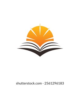 Clean vector logo with a geometric star, rising sun, and book icon, ideal for professional and educational use.