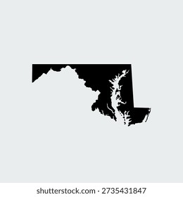 Clean vector map of Maryland with gray background. Editable USA state illustration for education, infographics, and reports.