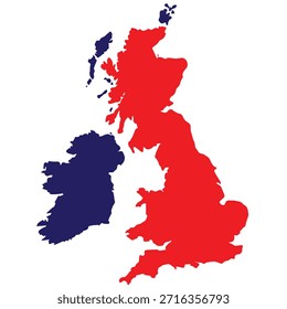 
Mapa de Vector limpio del Reino Unido e Irlanda con Formas simplificadas. EPS editable adecuado para infografías, educación e impresión.