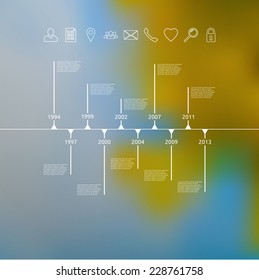 Clean vector modern simple timeline infographic template on blurred summer background