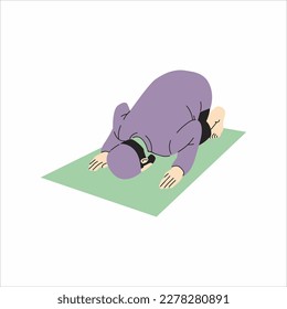 CLEAN VECTOR MUSLIM MUSLIMAH PRAYING DUA SALAH  READ QURAN