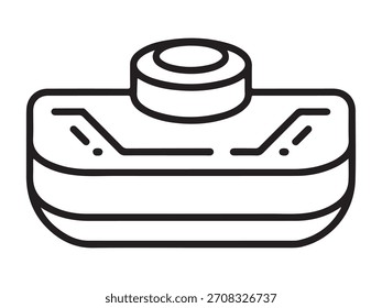 Una ilustración de contorno de Vector limpio de un sensor especializado diseñado para juegos profesionales, que muestra sus componentes técnicos y su factor de forma.