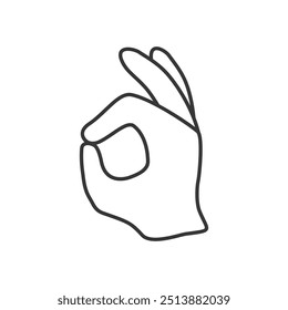 Clean vector outline of an okay hand sign gesture, perfect for approval or agreement icons.