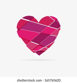Clean vector pink color shattered heart symbol icon