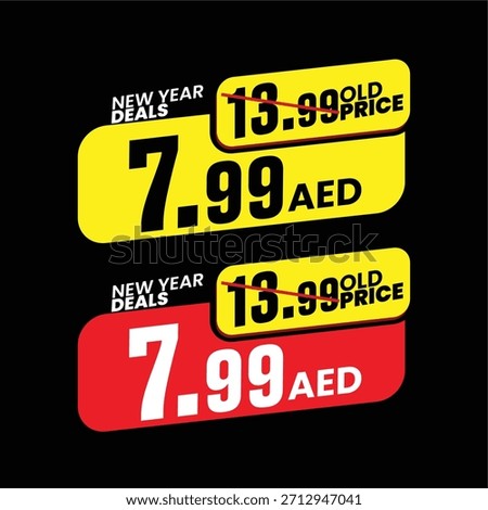 Clean Vector Price Label for New Year Promotion with AED Currency