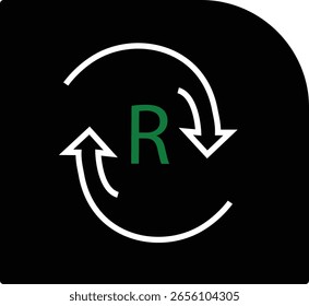 Un ícono de reciclaje de Vector limpio con flechas circulares formando un bucle, que simboliza la sostenibilidad y la responsabilidad ambiental. Ideal para campañas ecológicas, marca de negocio verde.