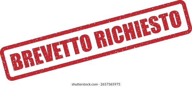 Um selo de borracha vetorial limpo com a menção "BREVETTO RICHIESTO" ("patente pendente" em italiano). Comumente usado em embalagens de produtos, protótipos ou documentação técnica