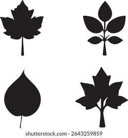 A clean vector set of diverse leaf shapes, ideal for digital use, eco visuals, and minimalist branding materials.